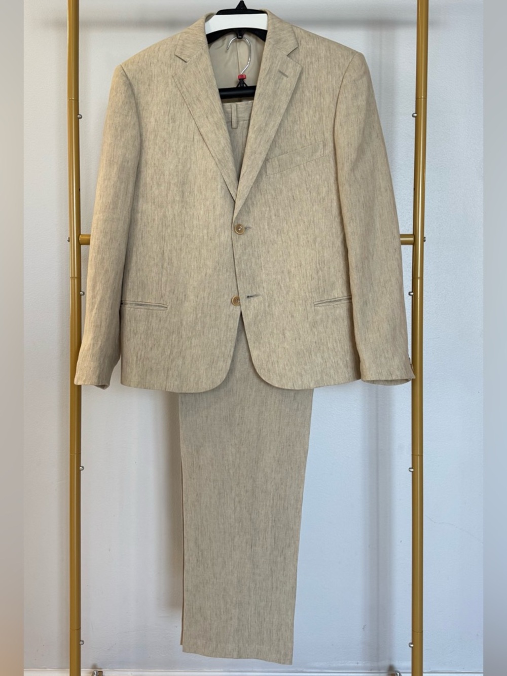 AUTHENTIC LINEN Pal Zileri Light Beige Two-Piece Tailored Suit